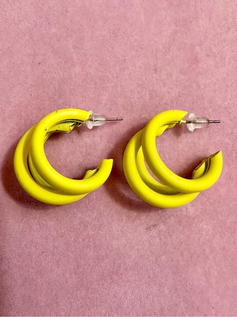NWT Pastel Yellow Triple Hoop Earrings